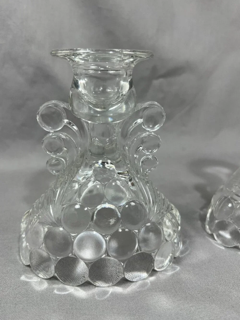 Vtg Pair Westmoreland Thousand Eye Bubble Glass Reversible Candle Holder Vase